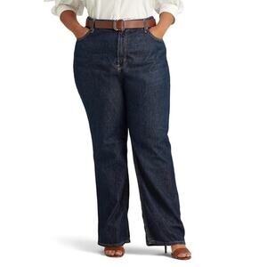 NWT Ralph Lauren Black Label High Rise Relaxed Straight Jeans in Dark Wash 16W